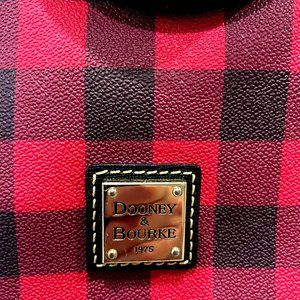 Dooney & Bourke Red Plaid Textured Leather Satchel